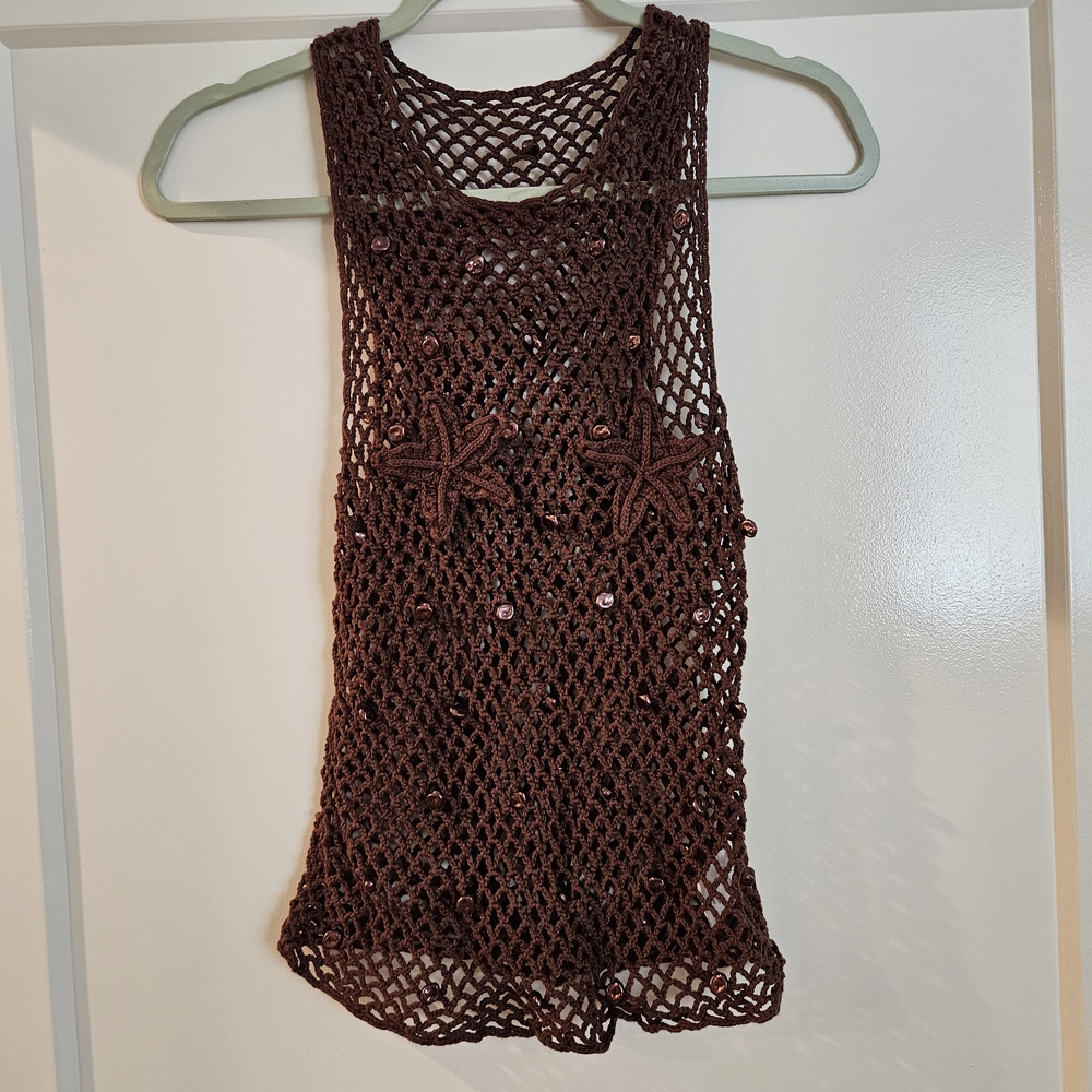 REVOLVE Brown Crochet Tank Top